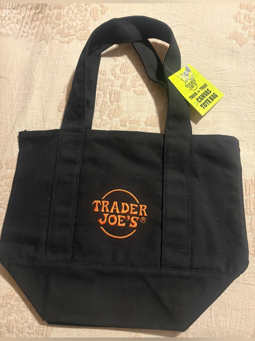 Trader Joe's Black Canvas Tote with Orange Logo